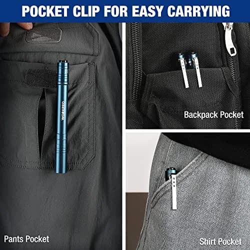 WORKPRO LED Pen Light, Aluminum Pen Flashlight with Clip, 4-Pack Blue | 1.05 oz (30g) Each, 2AAA Batteries Included thumbnail 6