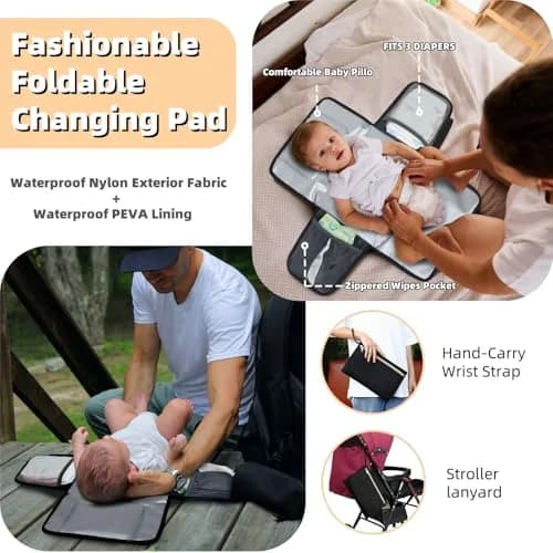 ROSEGIN Diaper Bag Backpack with Changing Pad & Pacifier Case, Large 35L Waterproof Travel Quilted Baby Bag for Mom & Dad - Black thumbnail 5