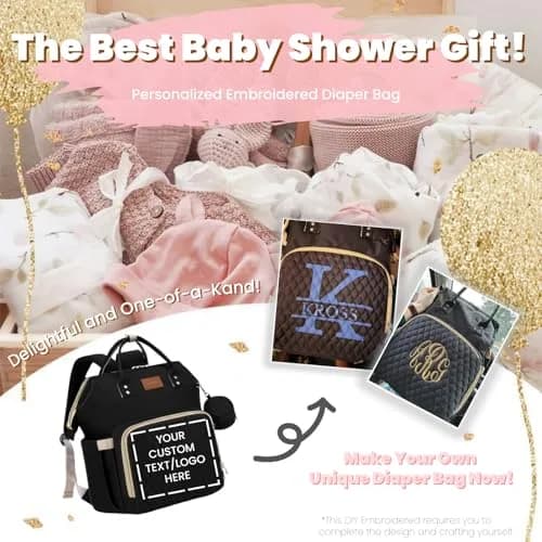 ROSEGIN Diaper Bag Backpack with Changing Pad & Pacifier Case, Large 35L Waterproof Travel Quilted Baby Bag for Mom & Dad - Black thumbnail 7