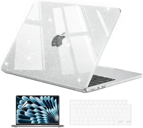 EooCoo Sparkly Case for MacBook Air 13 inch M5/M4/M3/M2 2026-2022 | Clear, Ultra-Thin & Scratch-Resistant thumbnail 1