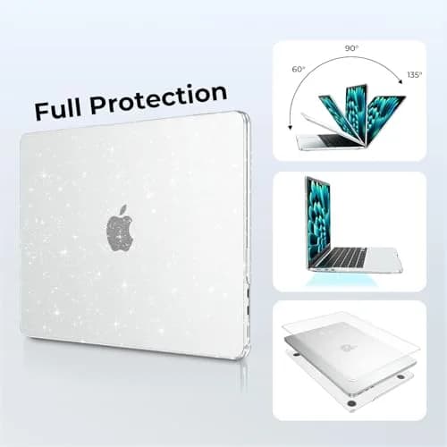 EooCoo Sparkly Case for MacBook Air 13 inch M5/M4/M3/M2 2026-2022 | Clear, Ultra-Thin & Scratch-Resistant thumbnail 4