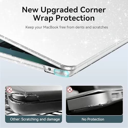 EooCoo Sparkly Case for MacBook Air 13 inch M5/M4/M3/M2 2026-2022 | Clear, Ultra-Thin & Scratch-Resistant thumbnail 6