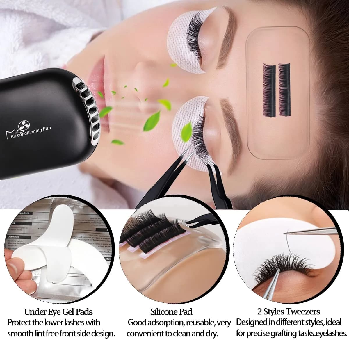 QUKLOGEN Professional Eyelash Extension Kit with D Curl Lashes & USB Fan Dryer | 268 pcs - view 5