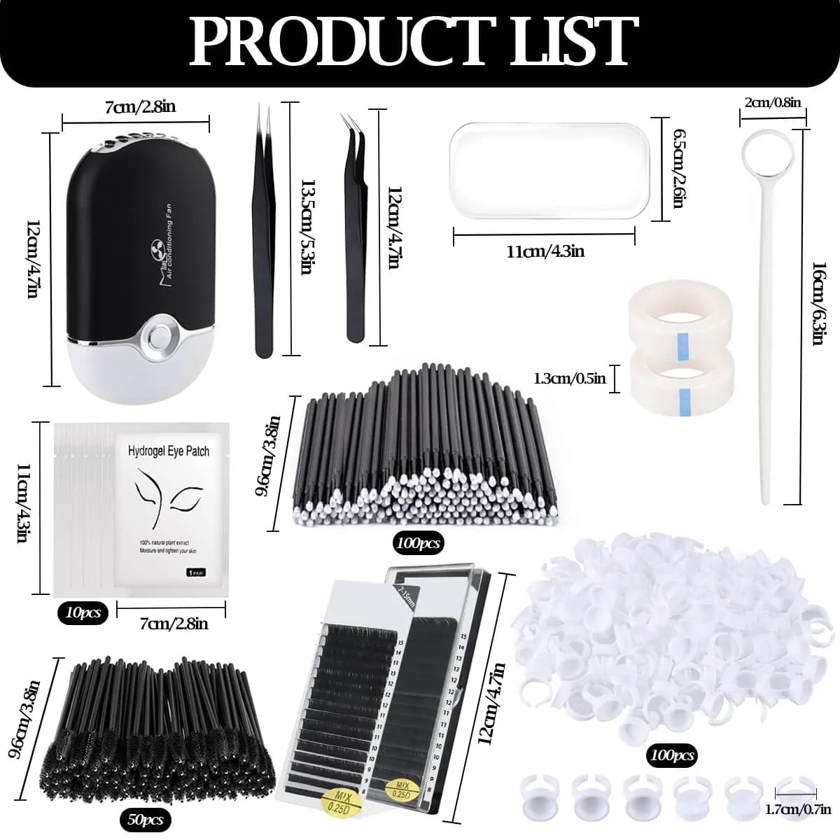 QUKLOGEN Professional Eyelash Extension Kit with D Curl Lashes & USB Fan Dryer | 268 pcs - view 2