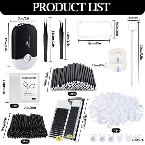 QUKLOGEN Professional Eyelash Extension Kit with D Curl Lashes & USB Fan Dryer | 268 pcs thumbnail 2
