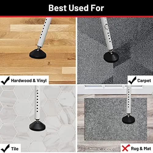 Keplrend Security Bar Door Stopper 2 Pack, Adjustable 29-51 inch, White | Heavy Duty Metal for Sliding Doors thumbnail 5