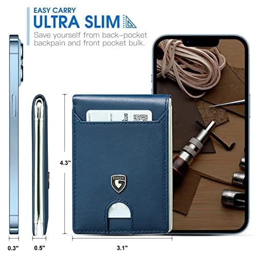 GSOIAX Slim Wallet for Men RFID Blocking Bifold Carbon Fiber Front Pocket Wallet with 11 Card Holder | Minimalist Mens Wallet Gift Box thumbnail 2