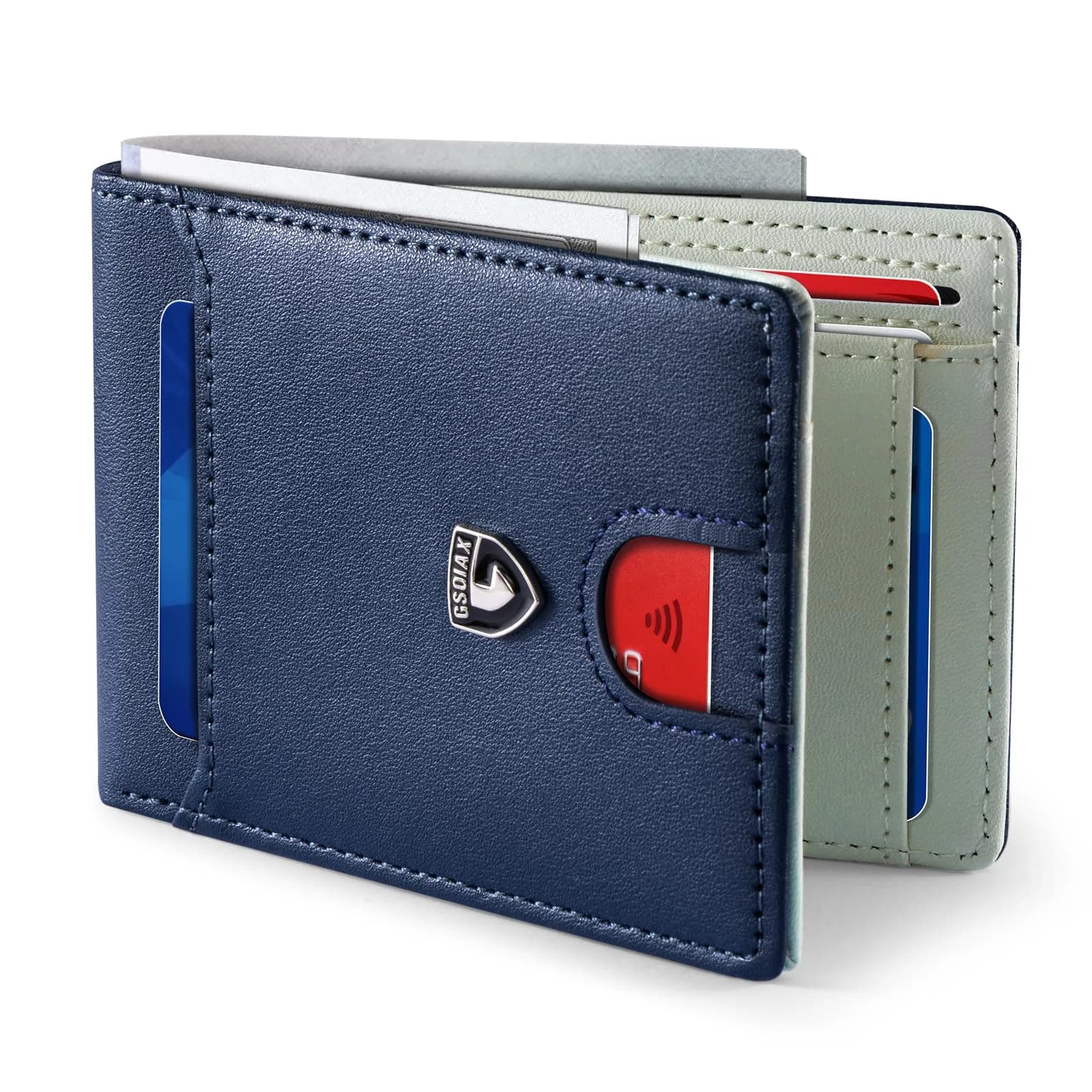 GSOIAX Slim Wallet for Men RFID Blocking Bifold Carbon Fiber Front Pocket Wallet with 11 Card Slots | Minimalist Mens Wallet