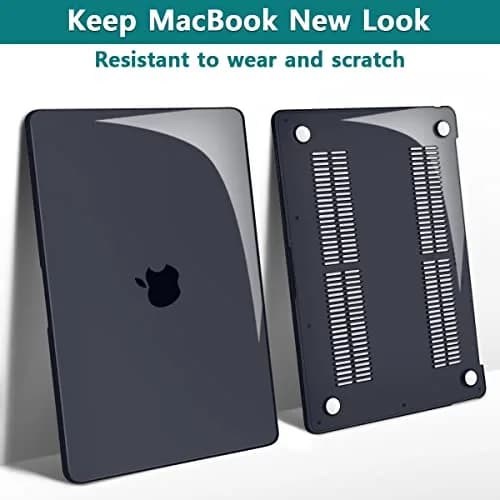Teryeefi MacBook Air 13.6 Inch Case with Keyboard Cover & USB Adapter | Crystal Black Hard Shell for M2/M3/M4 Chip (A2681/A3113/A3240) thumbnail 7