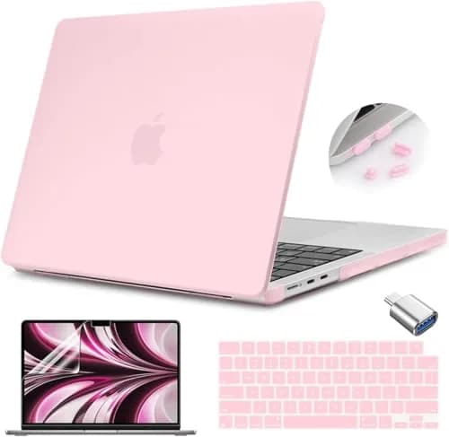 Teryeefi Hard Case for MacBook Air 13.6 inch (M2/M3/M4 Chip) with Keyboard Cover & Screen Protector | Frosted Chalk Pink thumbnail 1