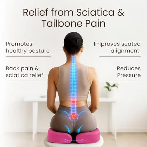Sleepavo Office Chair Cushion, Seat Cushion for Tailbone Pain Relief Butt | Ergonomic Memory Foam Support thumbnail 2