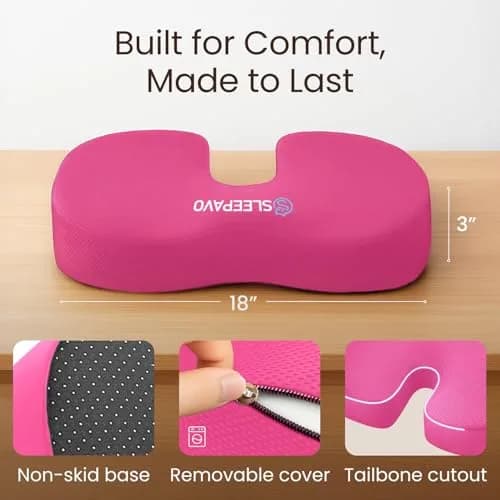Sleepavo Office Chair Cushion, Seat Cushion for Tailbone Pain Relief Butt | Ergonomic Memory Foam Support thumbnail 3
