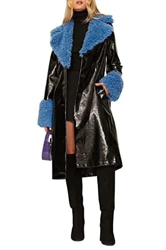 Love, Whit by Whitney Port Faux Sherpa Collar Coat XX-Large | Faux Leather Long Coat for Women thumbnail 1