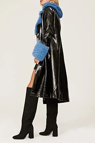 Love, Whit by Whitney Port Faux Sherpa Collar Coat XX-Large | Faux Leather Long Coat for Women thumbnail 3