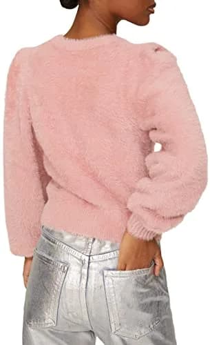 Ronny Kobo Collective Carina Fuzzy Sweater Pink Medium | Cozy, Loose Fit, Nylon & Spandex thumbnail 4