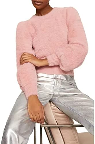Ronny Kobo Collective Carina Fuzzy Sweater Pink Medium | Cozy, Loose Fit, Nylon & Spandex thumbnail 5