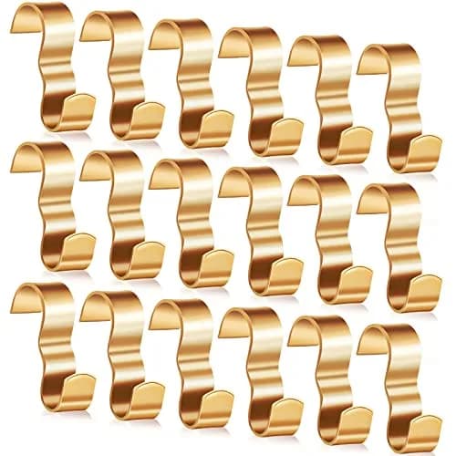 Moxweyeni 18 Pcs Picture Rail Hooks Hanging System Kit, Hold 25 Lb, Golden | Heavy Duty Wall Hooks for Art & Decor thumbnail 1