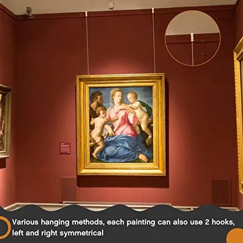 Moxweyeni 18 Pcs Picture Rail Hooks Hanging System Kit, Hold 25 Lb, Golden | Heavy Duty Wall Hooks for Art & Decor thumbnail 5