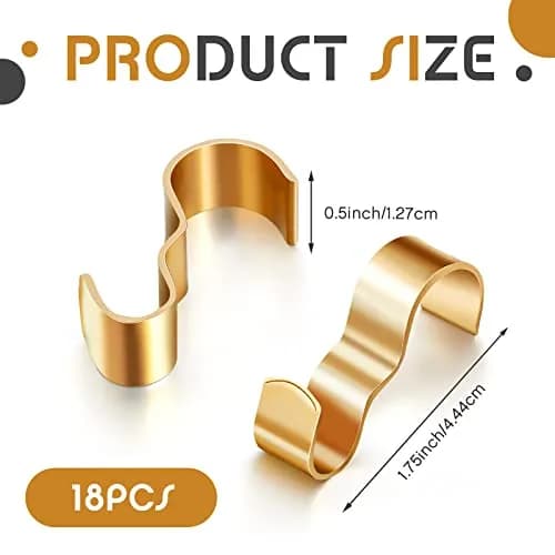 Moxweyeni 18 Pcs Picture Rail Hooks Hanging System Kit, Hold 25 Lb, Golden | Heavy Duty Wall Hooks for Art & Decor thumbnail 2