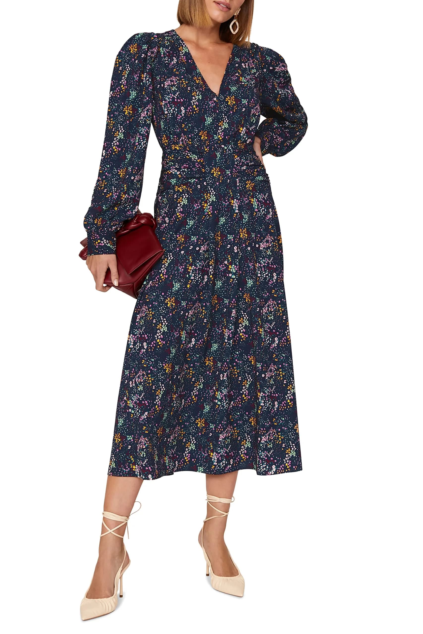 Derek Lam Collective Blue Floral Dress 52 | Elegant Floral Midi for Women