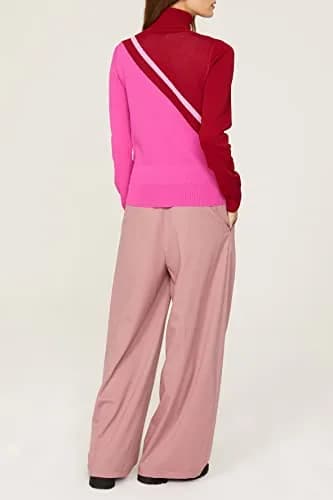 Saunders Collective Skinny Diagonal Sweater Pink Large | Preppy Design with Contrasting Shades thumbnail 4