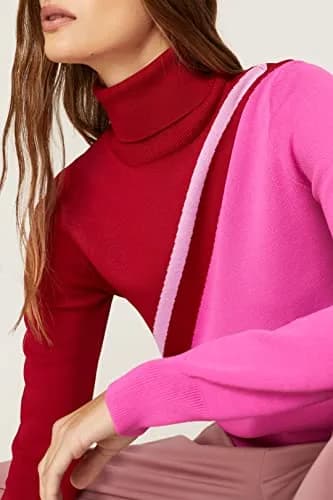Saunders Collective Skinny Diagonal Sweater Pink Large | Preppy Design with Contrasting Shades thumbnail 5