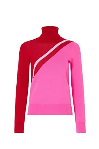 Saunders Collective Skinny Diagonal Sweater Pink Large | Preppy Design with Contrasting Shades thumbnail 2