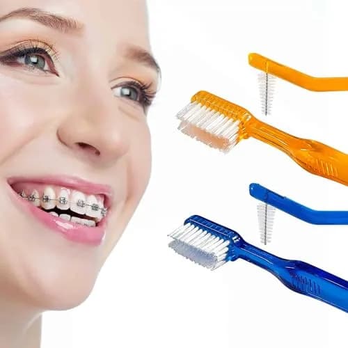 AIM DENTAL SUPPLY Toothbrush for Braces, Soft Head V-Trimmed Design 2-Pack | Orthodontic Cleaning with Soft Bristles thumbnail 8
