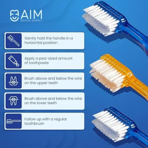 AIM DENTAL SUPPLY Toothbrush for Braces, Soft Head V-Trimmed Design 2-Pack | Orthodontic Cleaning with Soft Bristles thumbnail 3