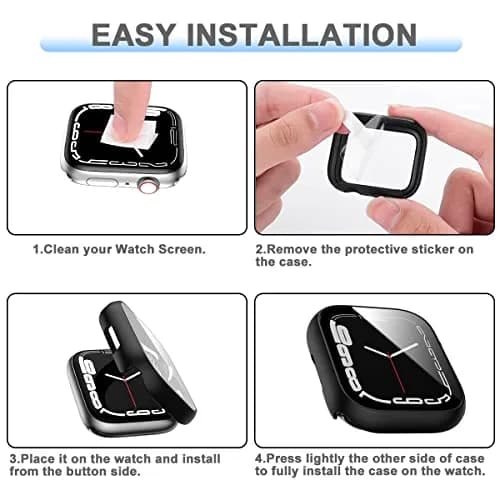 Rontion 6 Pack Hard PC Case with Tempered Glass Screen Protector Compatible with Apple Watch Series 9 8 7 41mm | Full Protective Bumper Cover thumbnail 6