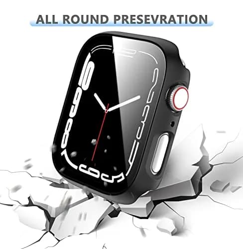 Rontion 6 Pack Hard PC Case for Apple Watch 44mm SE 3/SE 2/ Series 6/SE/5/4 with Built-in Tempered Glass Screen Protector thumbnail 4