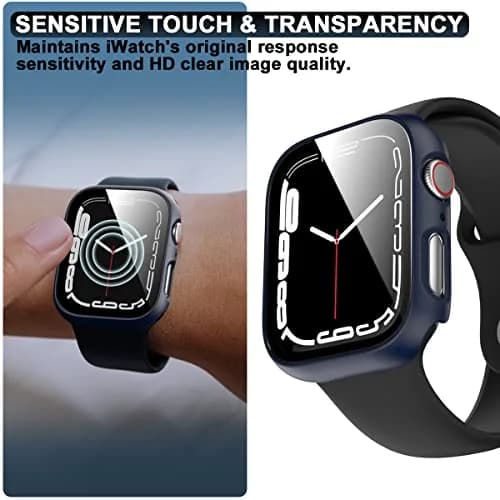 Rontion 6 Pack Hard PC Case for Apple Watch 44mm SE 3/SE 2/ Series 6/SE/5/4 with Built-in Tempered Glass Screen Protector thumbnail 3