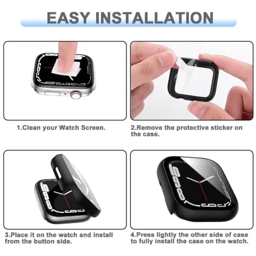 Rontion 6 Pack Hard PC Case with Tempered Glass Screen Protector Compatible with Apple Watch Series 9 8 7 45mm thumbnail 6