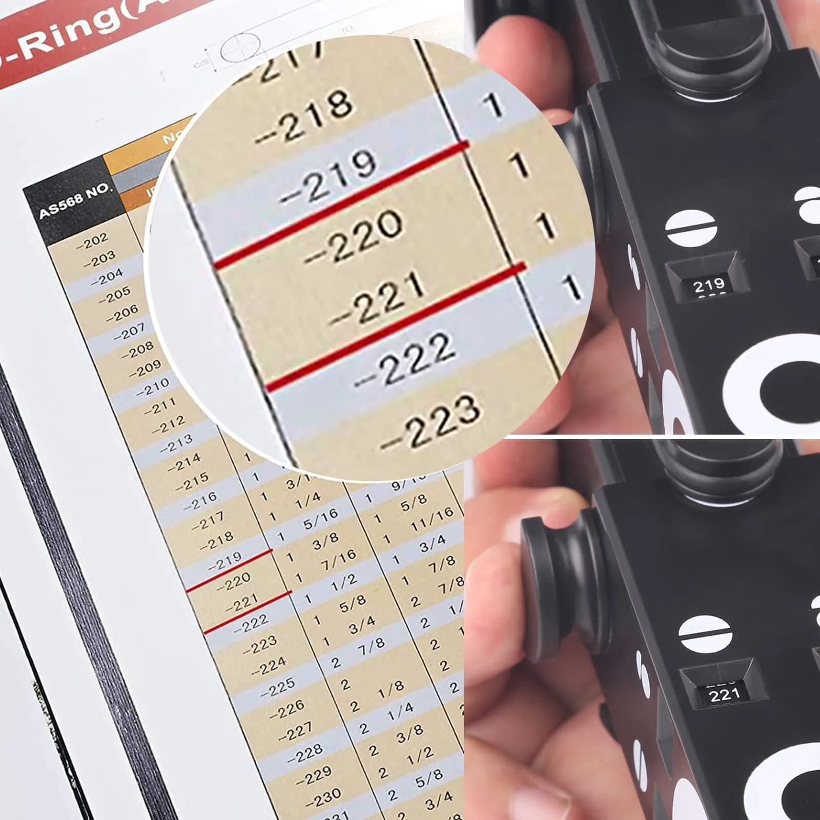 BUSY-CORNER Telescoping O-Ring Gauge for AS568/BS1806 Standards | Measures ID, OD, Thickness Up to 13" ID - view 4