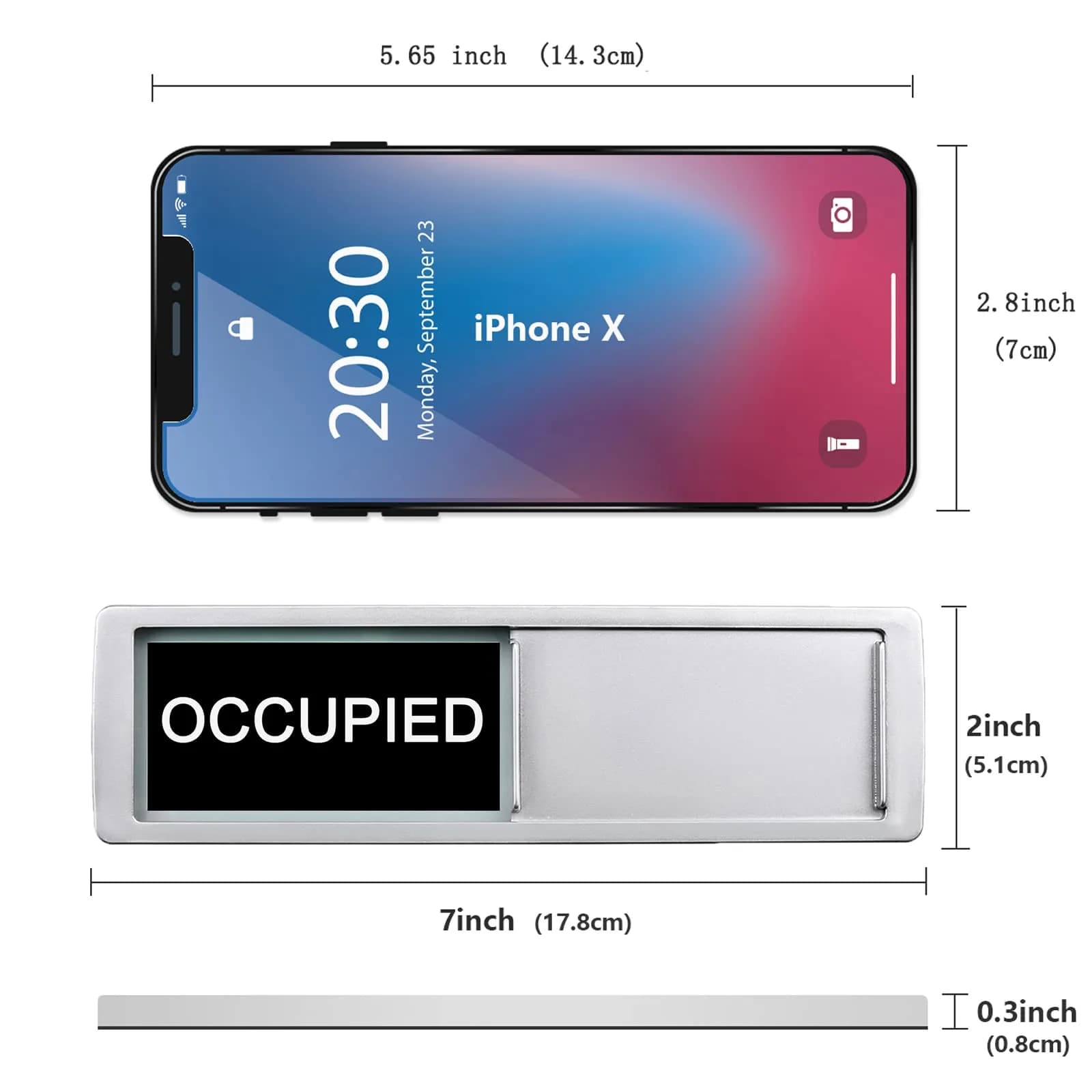 LoYinLo Vacant Occupied Slider Sign - Black & White, 18cm x 5cm Clear Privacy Indicator - view 4