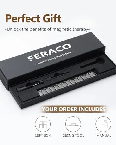 Feraco Magnetic Bracelet for Men Stainless Steel Jewelry | 3 Rows Magnets, Hypoallergenic, Adjustable Fit thumbnail 8