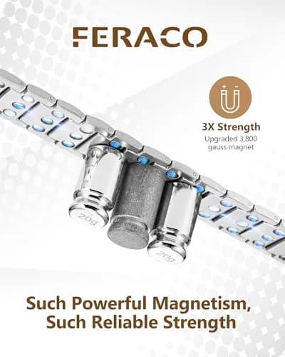 Feraco Magnetic Bracelet for Men Titanium Steel 21.7cm (8.54in) | 3500 Gauss Magnets thumbnail 4