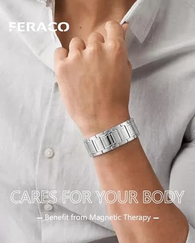 Feraco Magnetic Bracelet for Men Titanium Steel 21.7cm (8.54in) | 3500 Gauss Magnets thumbnail 2