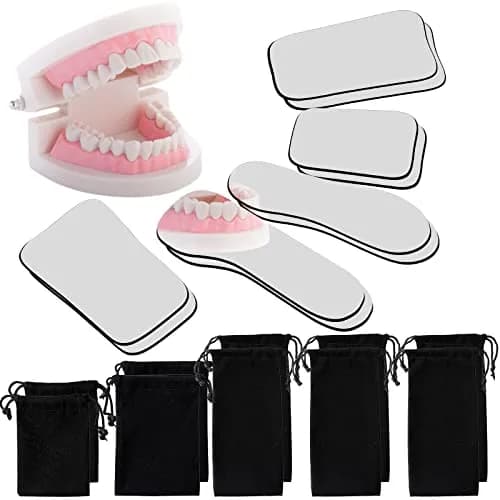 Frienda 10Pcs Dental Photography Intraoral Mirror Set | 5 Shapes, Double-Sided Glass Reflectors for Teeth Photos, with 10 Drawstring Bags for Dentist Clinic or Home Oral Check thumbnail 1