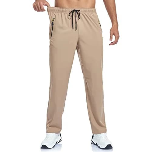 GAXIDES Mens Workout Hiking Pants Lightweight Quick Dry Waterproof Khaki 3XL | Breathable, Water-Resistant Active Joggers thumbnail 3