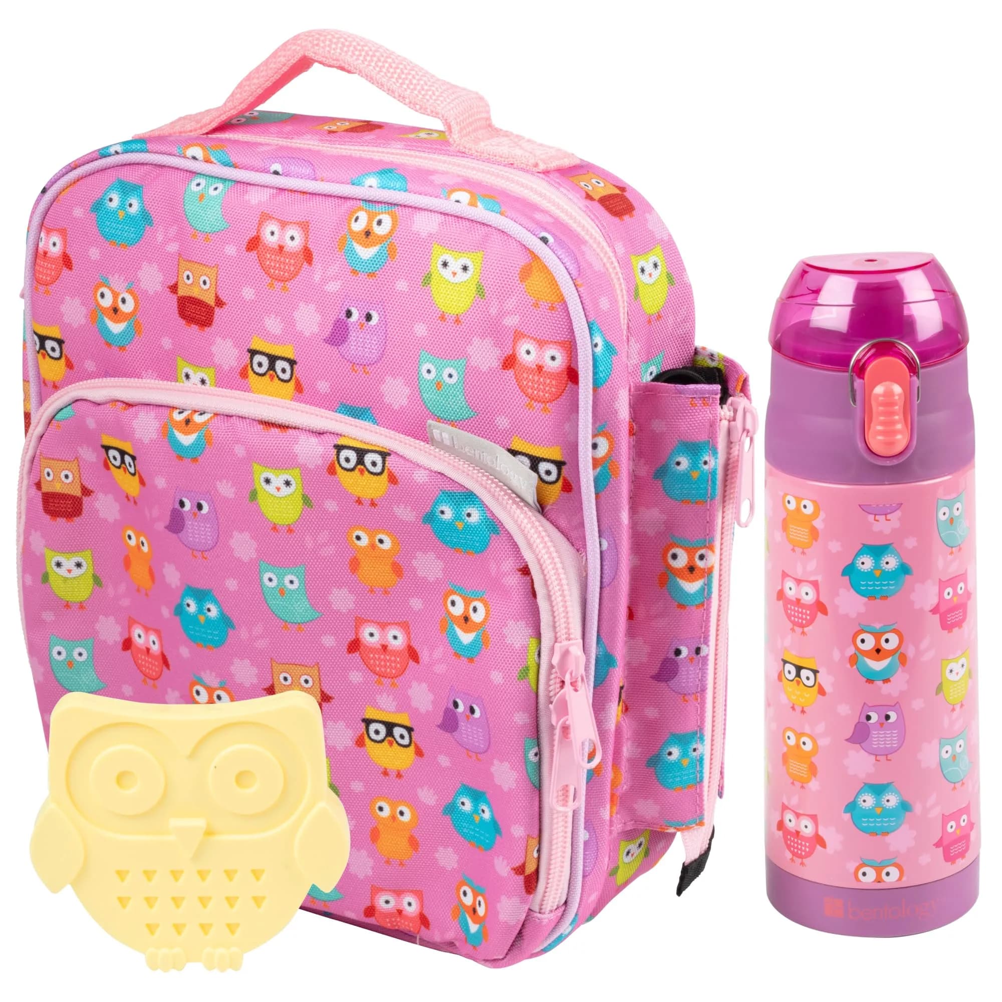 Bentology Unicorn Insulated Lunch Bag Set with Water Bottle & Ice Pack | Kids School Tote 25cm (10 in) — Owl