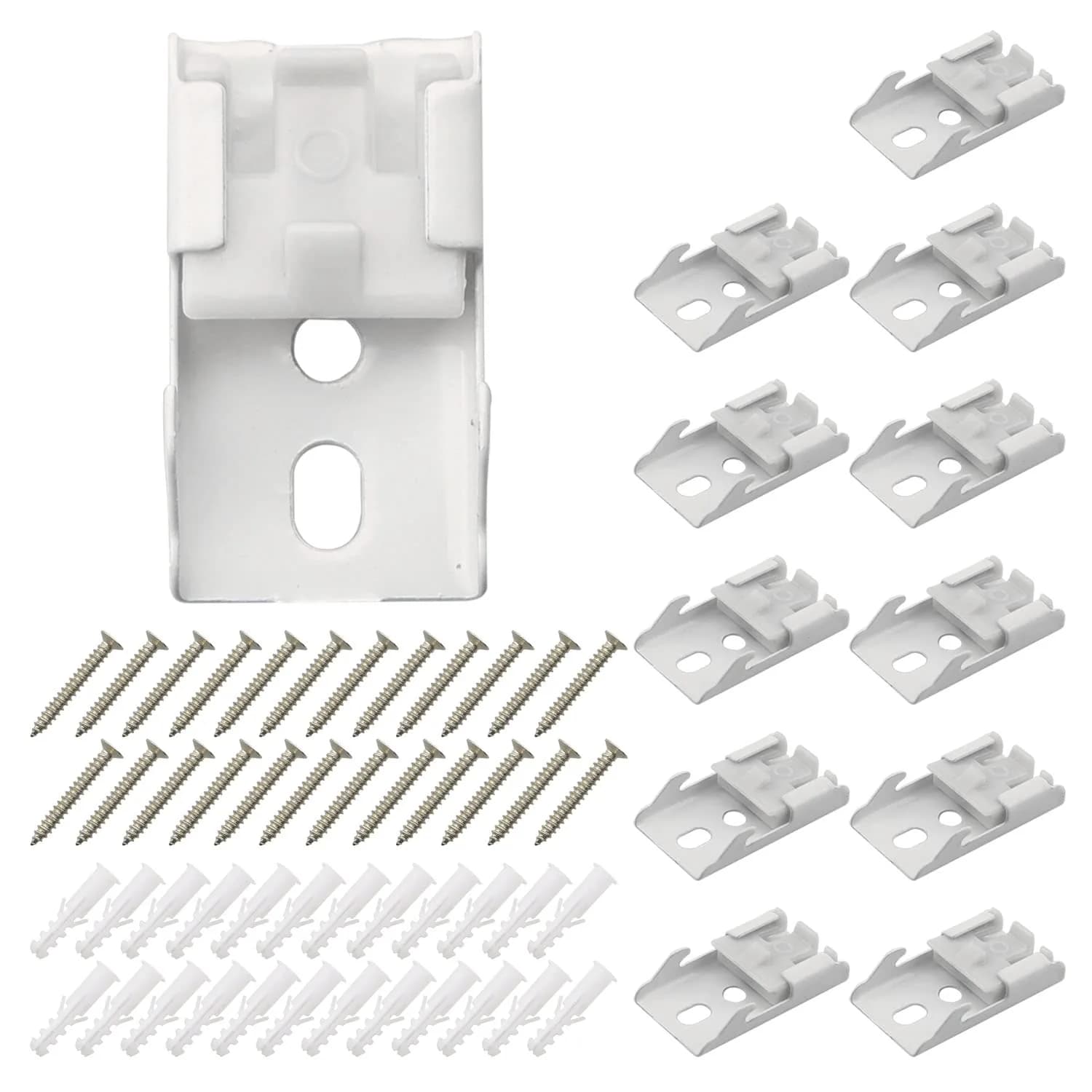 MEETOOT 12pcs Curtain Track Mounting Bracket White Ceiling Mount Brackets 36mm Support Load 3kg