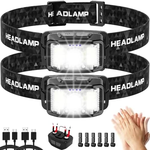 KIDECCE Headlamp Rechargeable 2000 Lumens | 16 Modes, IPX6 Waterproof, Lightweight, 2 Pack thumbnail 1