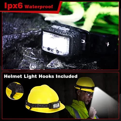 KIDECCE Headlamp Rechargeable 2000 Lumens | 16 Modes, IPX6 Waterproof, Lightweight, 2 Pack thumbnail 6