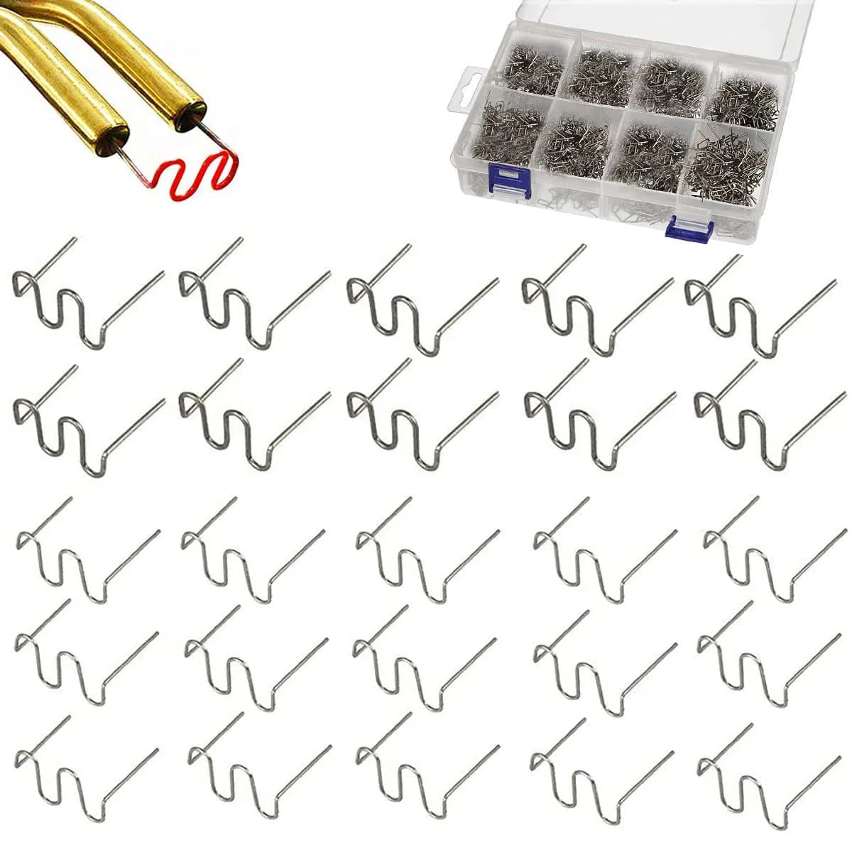 Sawvolker 1000PCS Plastic Welding Staples 0.6mm & 0.8mm U-Shape Stainless Steel | For Car Bumpers & Plastic Repair - main product image