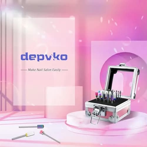Depvko 21Pcs Nail Drill Bits Set 3/32 Inch with Portable Pink Case | Professional Manicure Tool Kit thumbnail 7