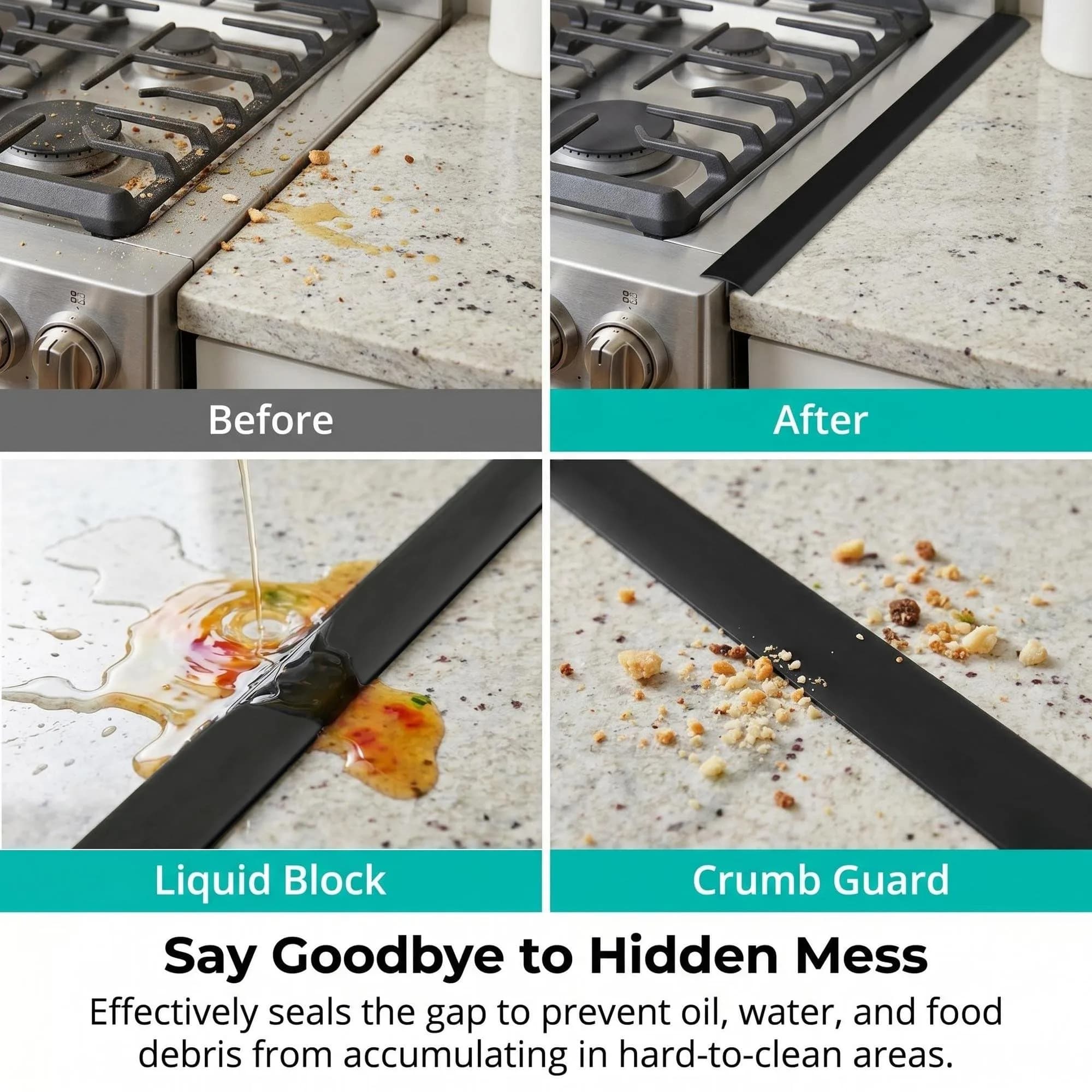 CARGEN 25 Inch Black Silicone Stove Counter Gap Cover Filler - 2 Pack - view 3
