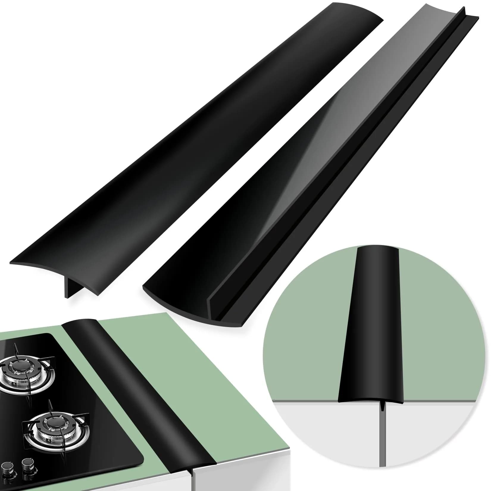 CARGEN 21 Inch Silicone Stove Counter Gap Cover Filler 2-Pack Black | Seals Gaps, Dishwasher Safe, Heat Resistant — Black / 25inch