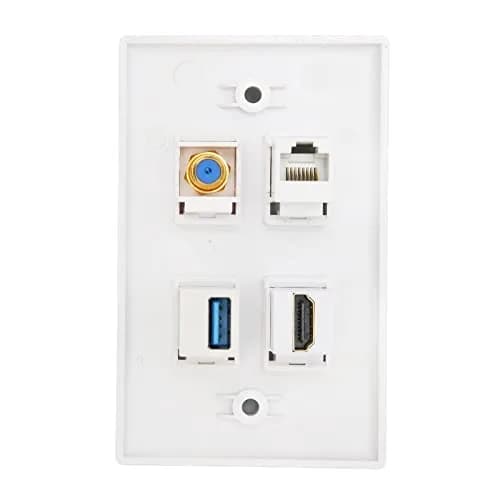 ASHATA 4 Port HDMI Coax Ethernet Wall Plate | HDMI, USB 3.0, RJ45, Cat6 Compatible (7.5cm x 11.7cm x 3.2cm) thumbnail 4