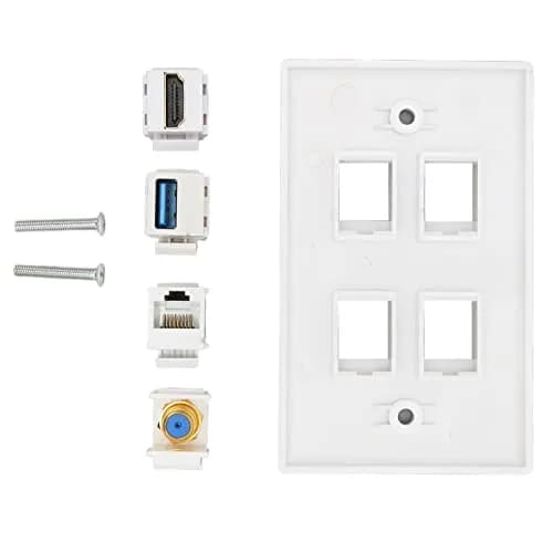 ASHATA 4 Port HDMI Coax Ethernet Wall Plate | HDMI, USB 3.0, RJ45, Cat6 Compatible (7.5cm x 11.7cm x 3.2cm) thumbnail 5